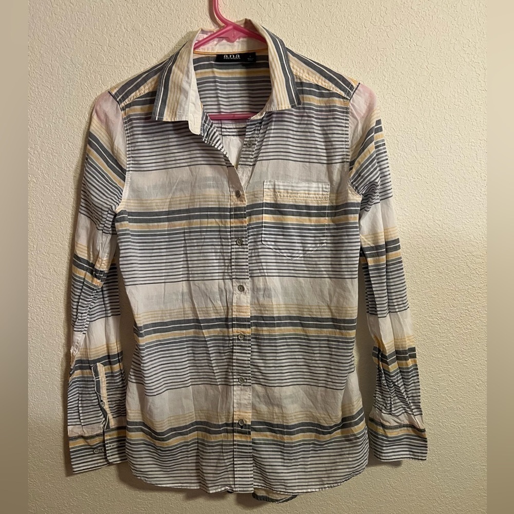 a.n.a Striped Button Down Shirt Size Small